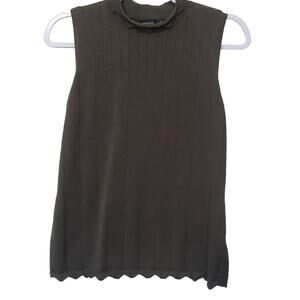 Devotion by Cyrus Green Sleeveless Scalloped Sweater Top Size S Y2K Forest Fairy